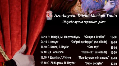 Musiqili Teatrın oktyabr ayı üçün repertuarı