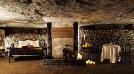 Would you sleep in an underground graveyard hotel?