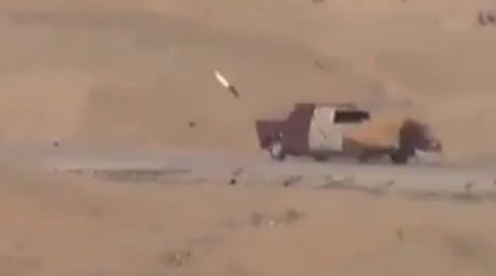 Explosive moment rocket slams into ISIS suicide car speeding towards Syrian town