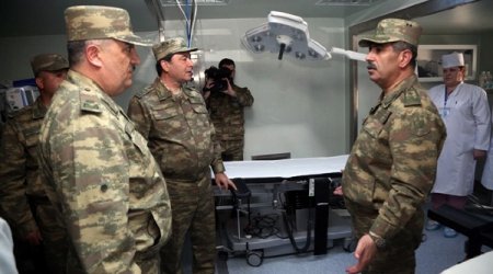 Azerbaijani military leadership oversees the mobile field hospital on frontline