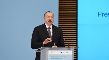 İlham Əliyev Azərbaycan-Almaniya İqtisadi Forumunun açılışında iştirak etdi - Fotolar