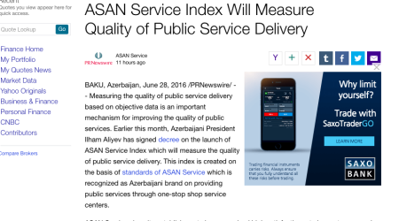 Dünya mediası “ASAN xidmət indeksin”dən yazdı