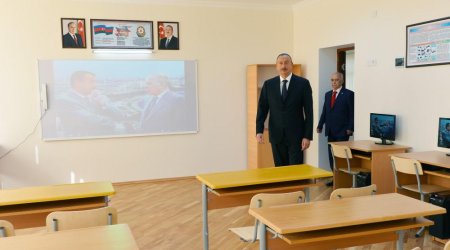 Ilham Aliyev views overhauled school in Nizami district