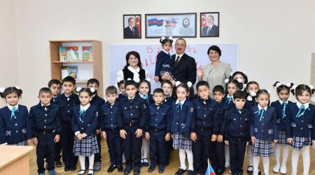 İlham Əliyev 311 nömrəli orta məktəbin yeni binasının açılışında