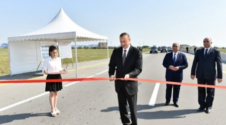 Azərbaycan prezidenti avtomobil yolunun açılışında