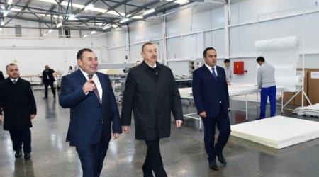 İlham Əliyev Ağstafada mebel fabrikinin açılışında iştirak etdi
