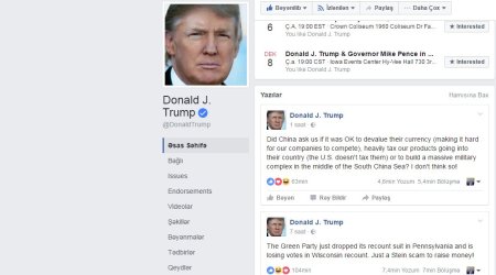 Donald Tramp Çinin iqtisadi siyasətini tənqid etdi