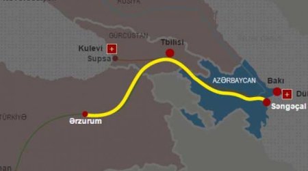 В 2016 году вырос экспорт газа по г/п Баку-Тбилиси-Эрзерум