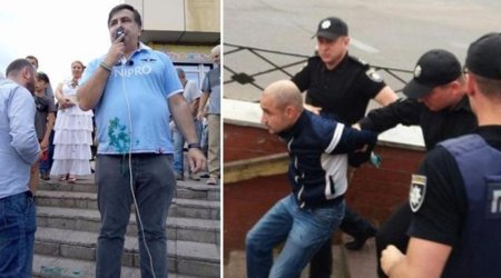 Saakaşvilini yumurta atəşinə tutdular - VİDEO