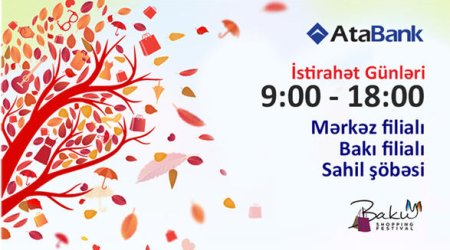 Branches of AtaBank OJSC will work seven days a week