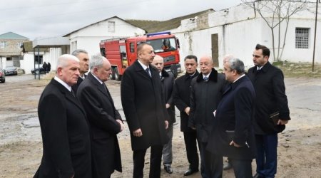 President Ilham Aliyev arrives at Drug Abuse Treatment Center after fire outbreak