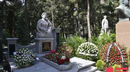 Prezidentin bibisinə Bakıda abidə qoyuldu - FOTOLAR