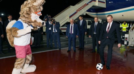 İlham Əliyevin Dünya Çempionatının maskotu ilə səmimi görüntüləri - VİDEO