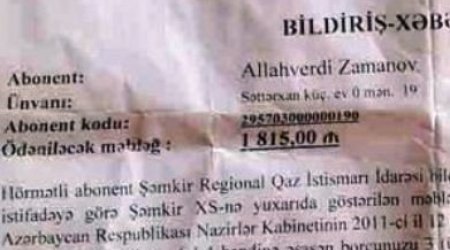 Vətəndaş 1600 manatlıq qaz pulu borcunu görüb dəhşətə gəldi