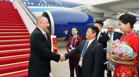 President Ilham Aliyev arrives in China for working visit