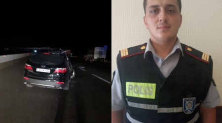 Salyanda ağır qəza: yol polisi qan verərək azyaşlını xilas etdi - FOTOLAR
