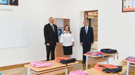 President Ilham Aliyev views newly-reconstructed school in Baku's Surakhani district (PHOTO)