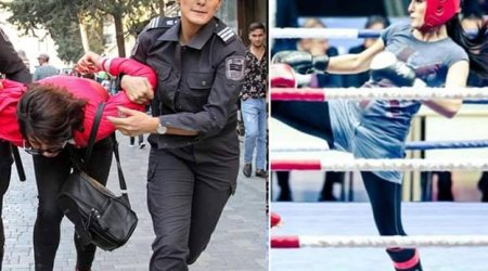 Bakıda keçirilən aksiyada fəallıq göstərən qadın polis məşhur idmançıdır -FOTO