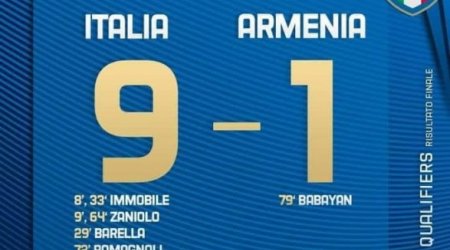Сборная Италии забила девять голов в ворота Армении