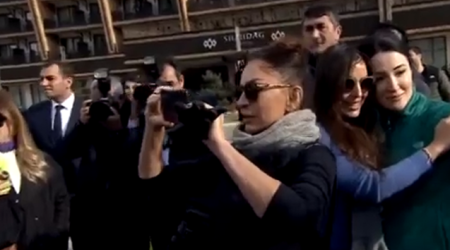 Mehriban Əliyeva Prezidentlə vətəndaşların şəklini çəkdi - VİDEO