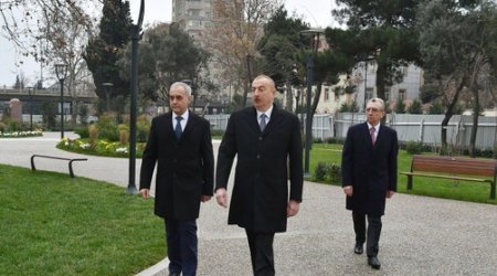 Президент Ильхам Алиев ознакомился с реконструкцией, проводимой в еще одном парке Баку
