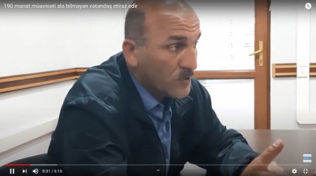 190 manat müavinəti ala bilməyən vətəndaş etiraz edir - VİDEO