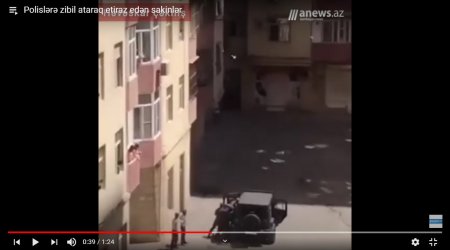 Bakıda sakinlər polislərə zibil ataraq etiraz edirlər- ANBAAN VİDEO