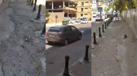 Bakıda bərbad hala salınmış səkiləri parkinqə çeviriblər- VİDEO