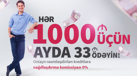 Платите 33 маната в месяц за каждые 1000 манат кредита!