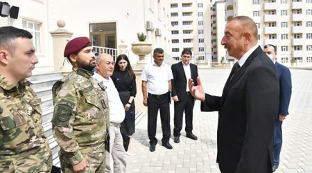 Prezident şəhid ailələri ilə görüşdü - Fotolar