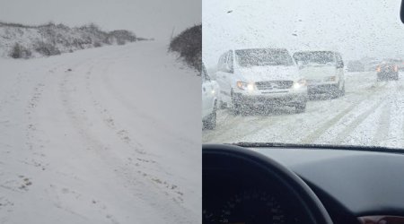 Azərbaycanda qarlı yollar sürücülərə maneə yaratdı