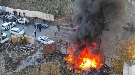 Bakıda yol kənarında yanğın - Foto