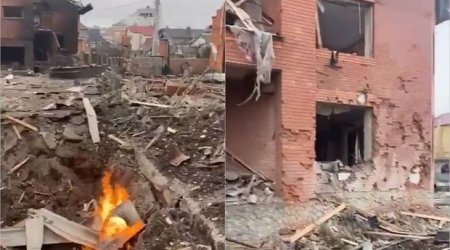 Belaya Çerkov şəhəri Rusiyanın raket hücumundan sonra - VİDEO