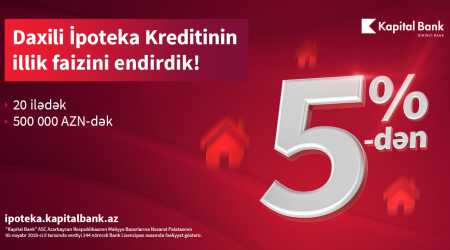 Kapital Bank снизил ставку по внутренней ипотеке