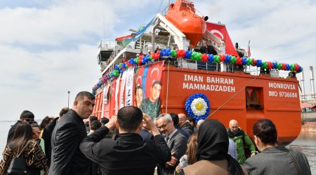Şəhid qardaşların adını daşıyan gəmi suya buraxıldı - Foto