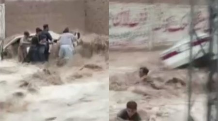 Küçələrdə insanları sel aparır - Pakistandan görüntülər