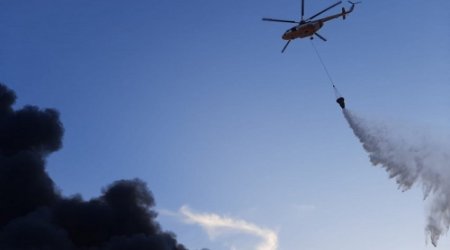 Helicopters involved in extinguishing fires in Shabran and Gabala