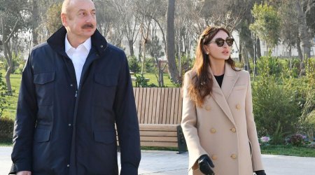 İlham Əliyev xanımı ilə Orta Zəyzid kəndinə getdi