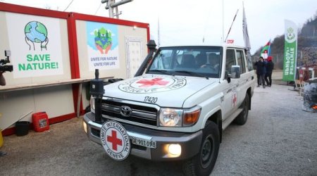 Xankəndi-Laçın yolunda BQXK-yə məxsus avtomobillərin növbəti dəfə hərəkətinə şərait yaradılıb