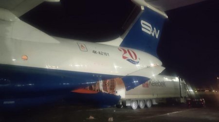 Azərbaycandan təyyarə ilə yola salınan növbəti humanitar yardım Türkiyəyə çatıb