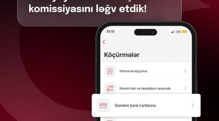 Birbank-la Türkiyəyə kart köçürmələri komissiyası ləğv olundu