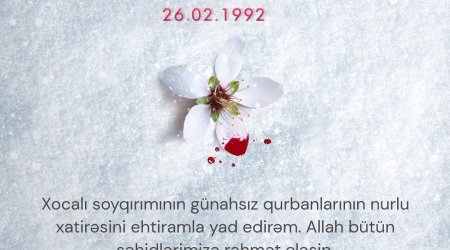 Mehriban Əliyeva Xocalı soyqırımı ilə bağlı paylaşım edib