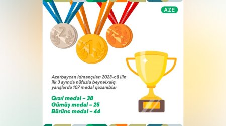 Azərbaycan idmançılarının ilin ilk rübündə qazandığı medalların sayı açıqlanıb