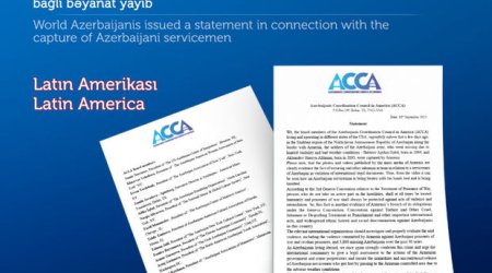 Amerika Azərbaycanlıları Koordinasiya Şurası hərbçilərimizin azad olunmasını tələb edir