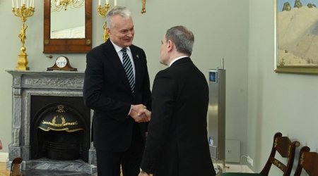 Ceyhun Bayramov Litva Prezidenti ilə görüşüb (FOTO)