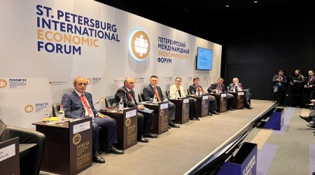 Kamran Əliyev Sankt-Peterburqda beynəlxalq forumda çıxış edib