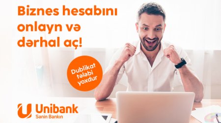 Unibankda onlayn biznes hesabını şəhadətnamə dublikatsız açmaq olar