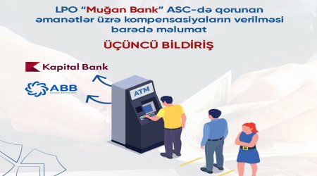 “Muğanbank”ın əmanətləri üzrə kompensasiyalar ABB və “Kapital Bank” vasitəsilə ödəniləcək