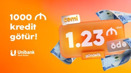 Unibankdan ödənişi günlük cəmi 1.23 AZN-dən başlayan kredit götürün!