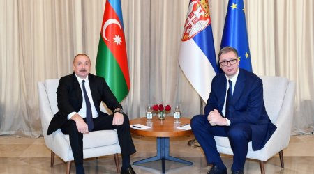 Состоялась встреча президента Азербайджана Ильхама Алиева с президентом Сербии Александаром Вучичем один на один